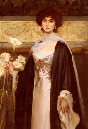 White Lilies by James Jebusa Shannon Oil Painting