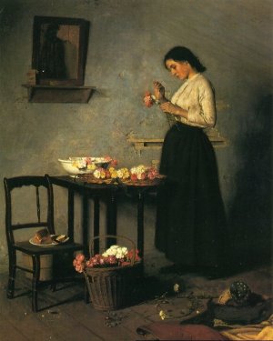 Flower Girl by James Longacre Wood Oil Painting