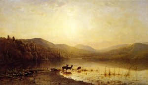 At the Water's Edge by James Mcdougal Hart Oil Painting