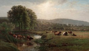 Morning in New England by James Mcdougal Hart Oil Painting
