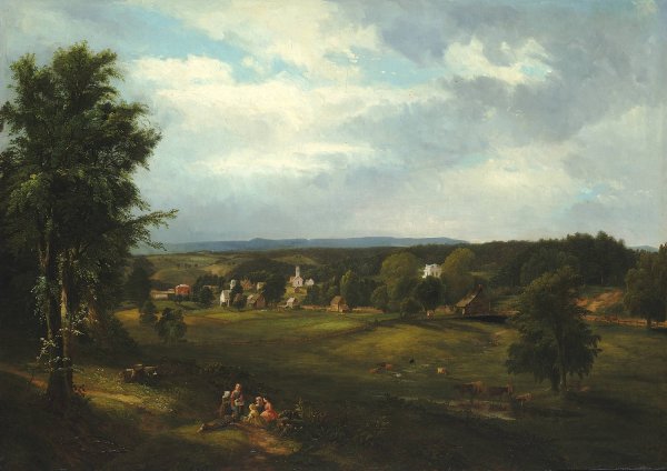 Main Product Photo of Village Scene near Albany, New York  Painting by James Mcdougal Hart