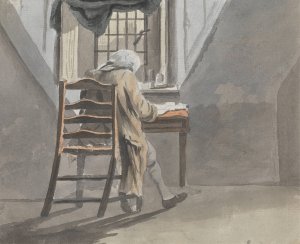 Back View of a Seated Man in an Attic by James Miller Oil Painting