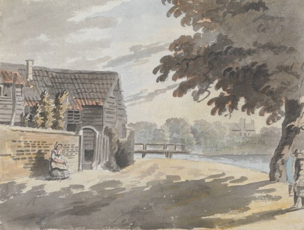 Main Product Photo of House by a Bridge Painting by James Miller