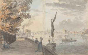 River Wharf , Figure Sketching in a Lane by James Miller Oil Painting