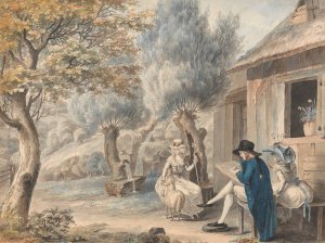 The Artist Sketching Mlle. de St. Legier as a Shepherdess by James Moore Oil Painting