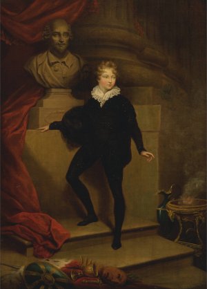 Master Betty as Hamlet, before a bust of Shakespeare by James Northcote Oil Painting
