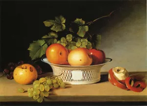 Apples and Grapes in a Pierced Bowl