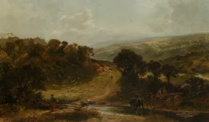 Crossing the Stream Oil painting by James Peel