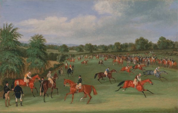 Epsom Races; Preparing to Start  by James Pollard - Hand-Painted Oil Painting Reproduction