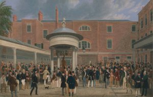 Epsom Races; Settling Day at Tattersalls by James Pollard Oil Painting
