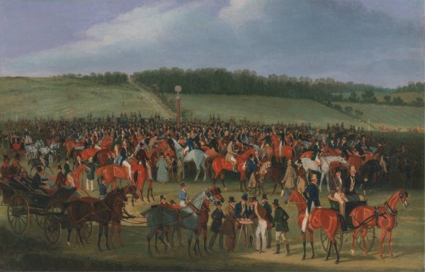 Epsom Races; The Betting Post  by James Pollard - Hand-Painted Oil Painting Reproduction