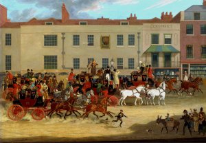 North Country Mails at the Peacock, Islington by James Pollard Oil Painting