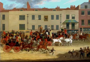 North Country Mails at the Peacock, Islington by James Pollard Oil Painting