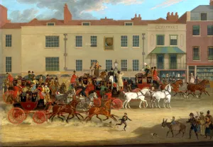 North Country Mails at the Peacock, Islington by James Pollard - Oil Painting Reproduction
