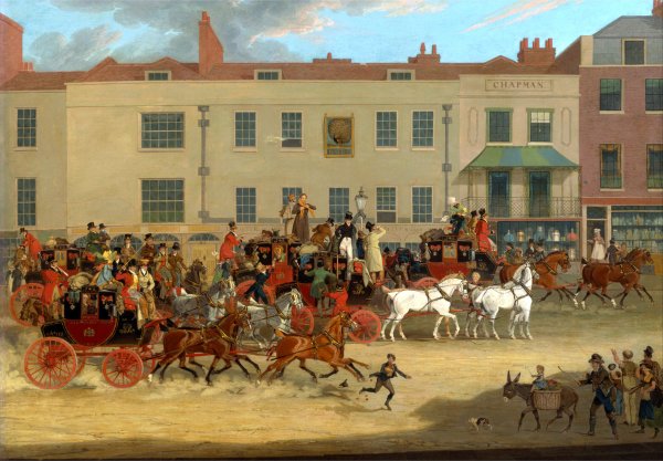 North Country Mails at the Peacock, Islington by James Pollard - Hand-Painted Oil Painting Reproduction