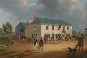 Outside the Pike and Anchor Inn at Ponders End, Middlesex by James Pollard Oil Painting