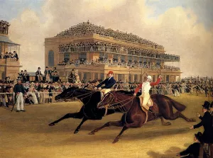 Priam Beating Retriever at Doncaster on September 23, 1830 by James Pollard - Oil Painting Reproduction