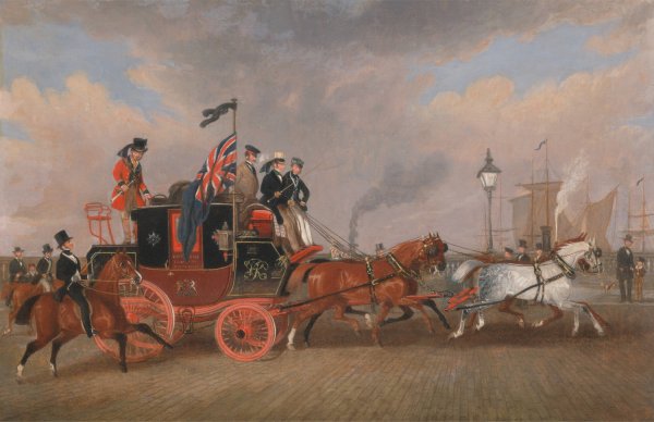 The Last of the Mail Coaches at Newcastle upon Tyne  by James Pollard - Hand-Painted Oil Painting Reproduction