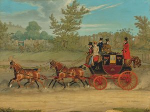The London-Edinburgh Royal Mail coach setting a brisk pace on a summer day by James Pollard Oil Painting