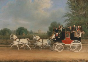 The London-Faringdon Coach passing Buckland House, Berkshire by James Pollard Oil Painting