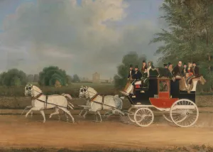 The London-Faringdon Coach passing Buckland House, Berkshire by James Pollard Oil Painting
