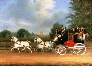 The London-Faringdon Coach passing Buckland House, Berkshire by James Pollard - Oil Painting Reproduction