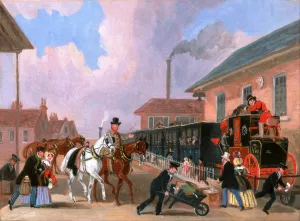 The Louth-London Royal Mail Travelling by Train from Peterborough East, Northamptonshire by James Pollard - Oil Painting Reproduction