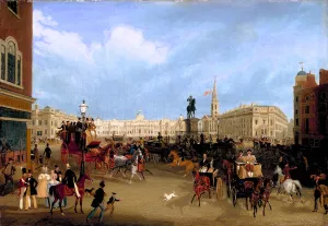 Trafalgar Square by James Pollard - Oil Painting Reproduction