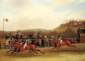 Vivian, Lady Emily and Wallington at the Finish of The Hunter's Stakes at Worthy Down, Winchester in July 1835 by James Pollard - Oil Painting Reproduction