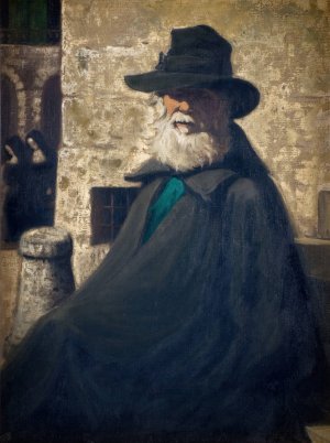 An Old Beggar by James Pryde Oil Painting