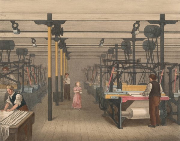 Progress of Cotton; #10 - Weaving  by James Richard Barfoot - Hand-Painted Oil Painting Reproduction