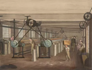 Progress of Cotton; #5 - Bobbin and drawing frames by James Richard Barfoot Oil Painting