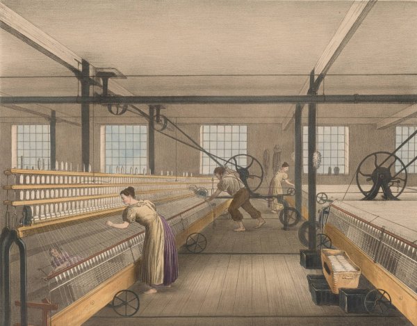 Progress of Cotton; #6 Spinning  by James Richard Barfoot - Hand-Painted Oil Painting Reproduction