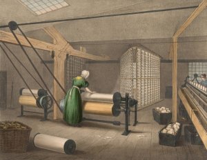 Progress of Cotton; #8 - Warping and winding by James Richard Barfoot Oil Painting