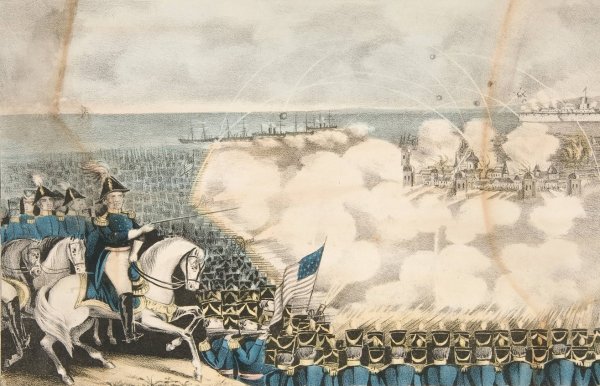 Bombardment of Vera Cruz  by James S. Baillie - Hand-Painted Oil Painting Reproduction