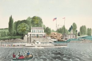 View of J.M. Dunlap's Hurlgate Ferry Hotel  by James S. Baillie Oil Painting