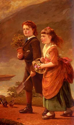 The Children Of Major H. Barrett of Moredon, Taunton by James Sant - Oil Painting Reproduction