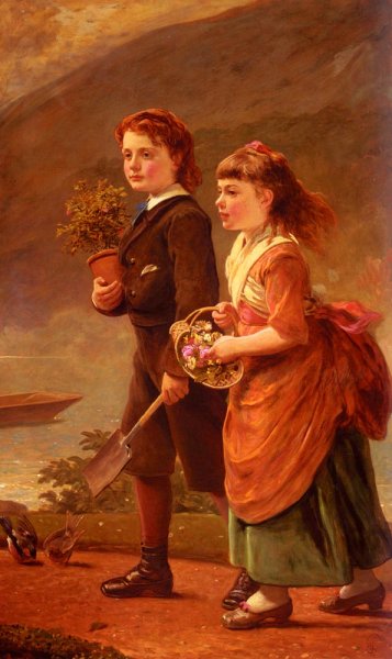 The Children Of Major H. Barrett of Moredon, Taunton by James Sant - Hand-Painted Oil Painting Reproduction