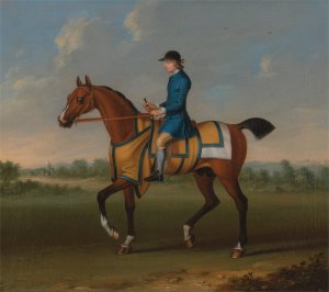 A Bay Racehorse with Jockey Up by James Seymour Oil Painting