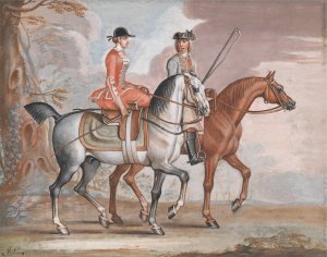 A Lady and a Gentleman Riding Out by James Seymour Oil Painting