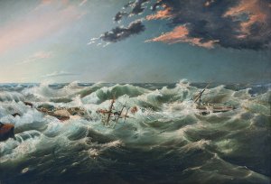 The Admella Wrecked, Cape Banks, 6th August, 1859 by James Shaw Oil Painting