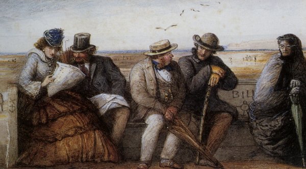 Seaside Gossips by James Smetham - Hand-Painted Oil Painting Reproduction