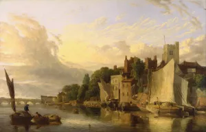 Lambeth from the River looking towards Westminster Bridge by James Stark Oil Painting