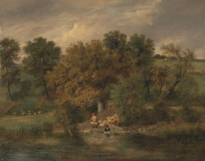 Sheep Washing at Postwick Grove, Norwich by James Stark Oil Painting