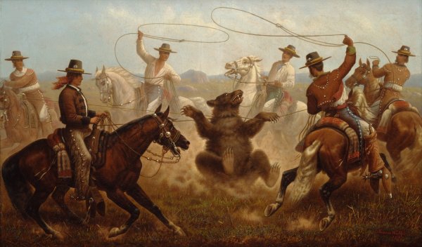 Main Product Photo of Cowboys Roping a Bear Painting by James Walker