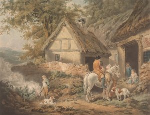 A Boy Employed in Burning Weeds by James Ward Oil Painting