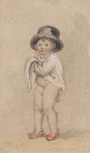 A Little Boy with Red Shoes Oil painting by James Ward