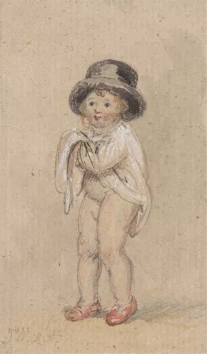 A Little Boy with Red Shoes by James Ward Oil Painting