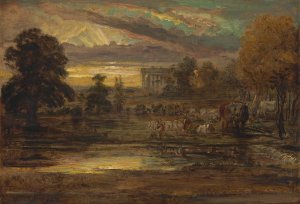 Cattle at a Pool at Sunrise by James Ward Oil Painting