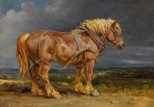 Cheshunt The Shire Horse elephant in An Extensive Landscape by James Ward Oil Painting